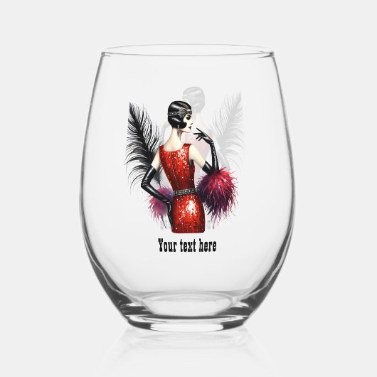 Verre À Vin Sans Pied Elegant Art Deco lady customizable  (Recto)