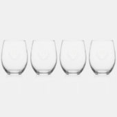Verre À Vin Sans Pied Élégant bouclier de branche d'olivier avec monogra (Dos)