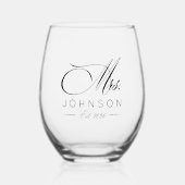 Verre À Vin Sans Pied Élégant Classique M. & Mme Mariage (Recto)