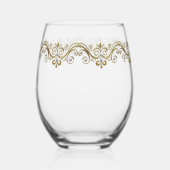 Verre À Vin Sans Pied Élégant Diamant Or (Verso)