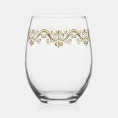 Verre À Vin Sans Pied Élégant Diamant Or (Gauche)