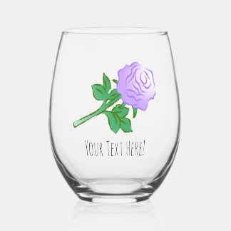 Verre À Vin Sans Pied Elegant drawing of a violet rose