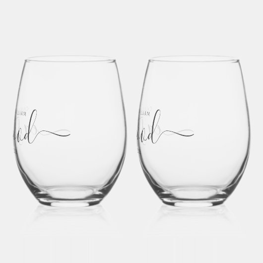 Verre À Vin Sans Pied Élégant ensemble de boissons Monogramme de mariage (Gauche)