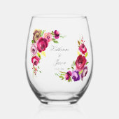 Verre À Vin Sans Pied Élégant Fuchsia rose Mariage (Recto)