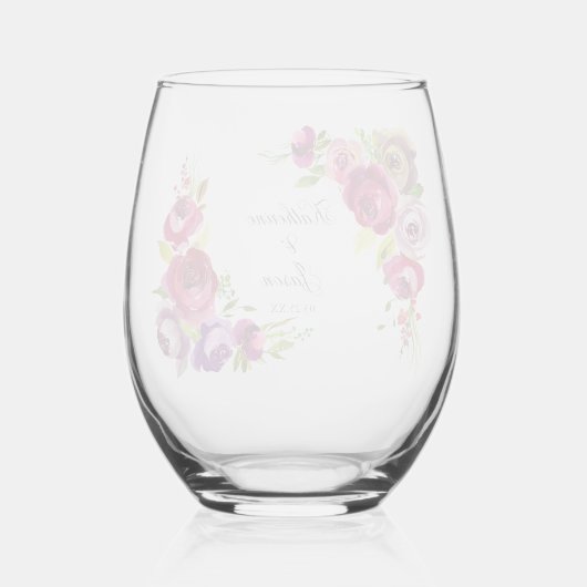 Verre À Vin Sans Pied Élégant Fuchsia rose Mariage (Verso)