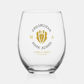 Verre À Vin Sans Pied Élégant Groomsmen Best Man Cadeau Tuxedo Monogramm (Recto)