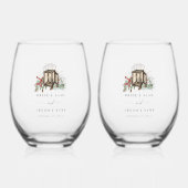 Verre À Vin Sans Pied Élégant hiver Pins rustique Mariage de lanterne (Recto)
