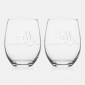 Verre À Vin Sans Pied Élégant, M. et Mme. (Verso)