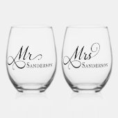 Verre À Vin Sans Pied Élégant, M. et Mme. (Recto)