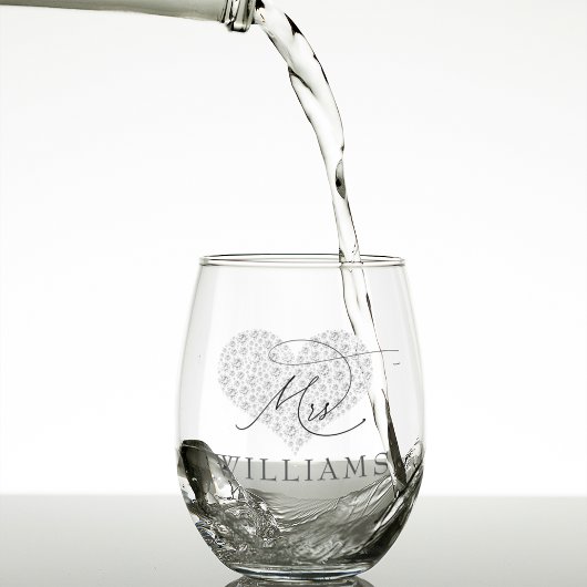 Verre À Vin Sans Pied Élégant M. et Mme Personnalisé