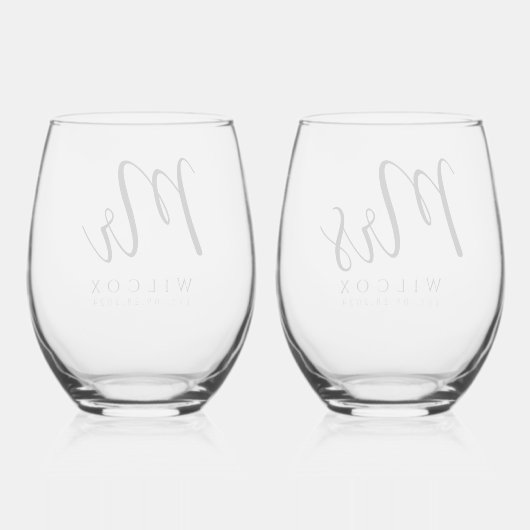 Verre À Vin Sans Pied Élégant M. & Mme (Verso)