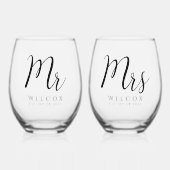 Verre À Vin Sans Pied Élégant M. & Mme (Recto)