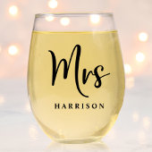 Verre À Vin Sans Pied Élégant, M. Mme Mariage