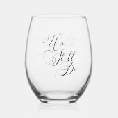 Verre À Vin Sans Pied Elégant mariage Anniversaire Vow Renouveau (Recto)