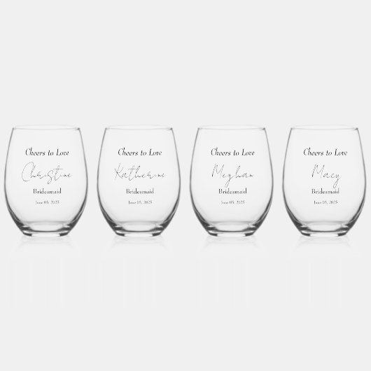 Verre À Vin Sans Pied Élégant Mariage d'accolade florale (Recto)