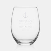 Verre À Vin Sans Pied Élégant Mariage d'Ancre bleu marine (Verso)