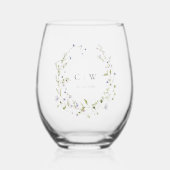 Verre À Vin Sans Pied Élégant Mariage Fleur sauvage d'hiver (Recto)