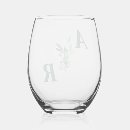 Verre À Vin Sans Pied Élégant Mariage floral vert foncé (Verso)