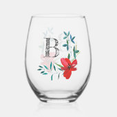 Verre À Vin Sans Pied Élégant monogramme floral aquarelle (Verso)