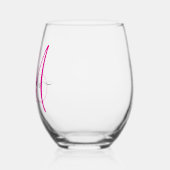 Verre À Vin Sans Pied Élégant Monogramme Hot rose noir Nom Script (Gauche)