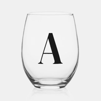 Verre À Vin Sans Pied Élégant Monogramme noir Verre de vin initial