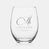 Verre À Vin Sans Pied Elegant Newlyweds Mr & Mrs Mariage (Recto)