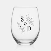 Verre À Vin Sans Pied Élégant n'importe quelle couleur mariage monogramm (Recto)