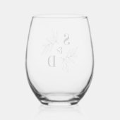 Verre À Vin Sans Pied Élégant n'importe quelle couleur mariage monogramm (Verso)