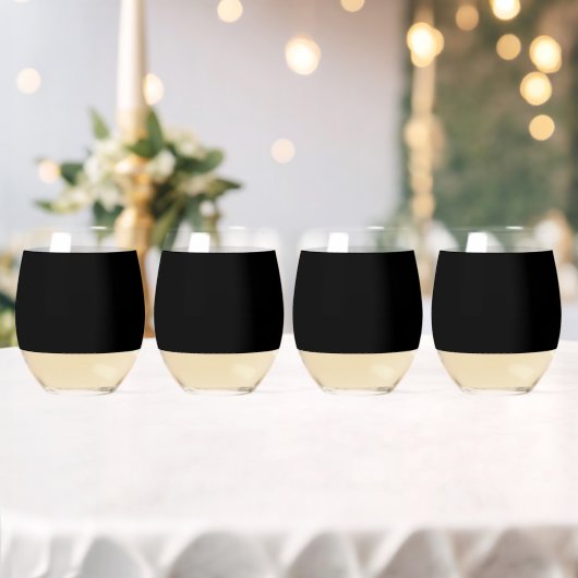 Verre À Vin Sans Pied Élégant Noir Uni (Insitu (Mariage))