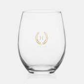 Verre À Vin Sans Pied Élégant or Laurel Wreath Custom Monogramme (Recto)
