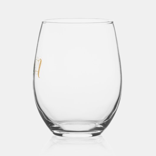 Verre À Vin Sans Pied Elégant Palm Tropical Leaf Monogram Beach Mariage (Gauche)