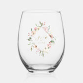 Verre À Vin Sans Pied Élégant rose rose rose or Mariage Monogramme (Recto)