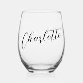 Verre À Vin Sans Pied Élégant script de calligraphie de nom (Recto)