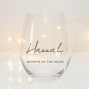 Verre À Vin Sans Pied Élégant Script Mère De La Mariée Mariage