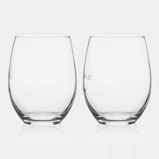 Verre À Vin Sans Pied Élégant Script Monogram Bridal Party Chic Mariage (Gauche)