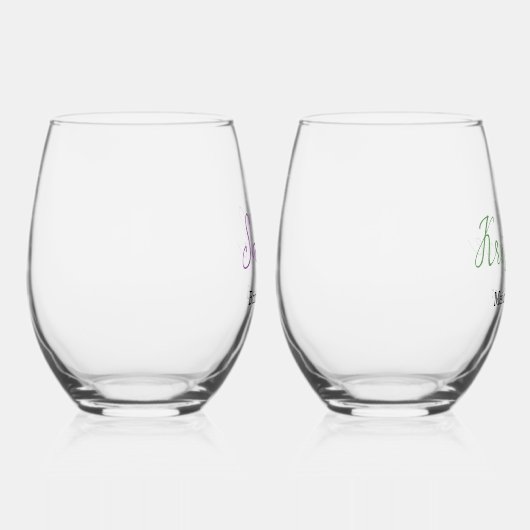 Verre À Vin Sans Pied Élégant Script Monogram Bridal Party Chic Mariage (Droite)