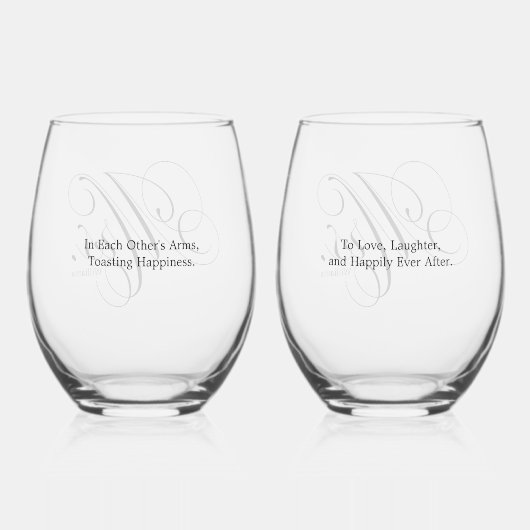 Verre À Vin Sans Pied Élégant script "Mrs et Mrs" Lesbian Couple (Verso)