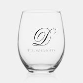 Verre À Vin Sans Pied Élégant simple Monogramme Mariage Keepsaké (Recto)