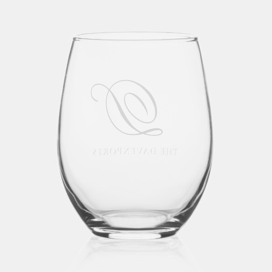 Verre À Vin Sans Pied Élégant simple Monogramme Mariage Keepsaké (Verso)