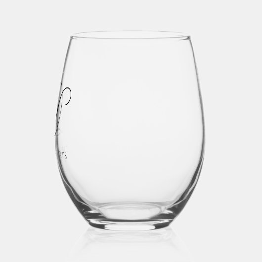 Verre À Vin Sans Pied Élégant simple Monogramme Mariage Keepsaké (Gauche)