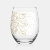 Verre À Vin Sans Pied Elégante conception de points Mandala Or (Recto)
