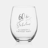 Verre À Vin Sans Pied Élégante fête du 60e anniversaire (Recto)