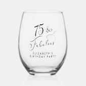 Verre À Vin Sans Pied Élégante fête du 75e anniversaire (Recto)