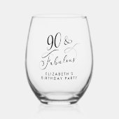 Verre À Vin Sans Pied Elégante fête du 90e anniversaire (Recto)
