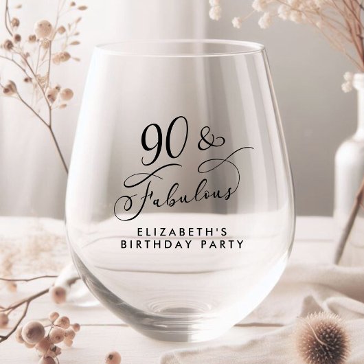 Verre À Vin Sans Pied Elégante fête du 90e anniversaire