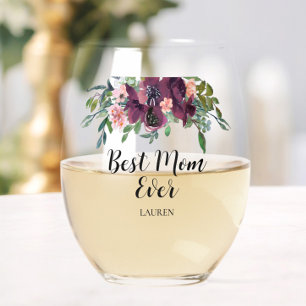 Verre À Vin Sans Pied Élégante Meilleure Maman Jamais
