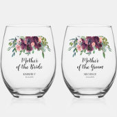 Verre À Vin Sans Pied Élégante mère florale de la mariée