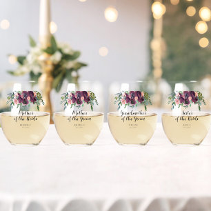 Verre À Vin Sans Pied Élégante mère florale de la mariée