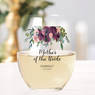 Verre À Vin Sans Pied Élégante mère florale de la mariée