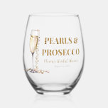Verre À Vin Sans Pied Elégante perles d'or et Fête des mariées de poursu<br><div class="desc">Célébrez l'union de l'amour et de l'élégance à votre douche nuptiale avec nos élégantes perles d'or et nos Lunettes de vin sans tache Prosecco. Chaque verre est orné d'accents dorés chatoyants et de perles délicates, créant un magnifique chef-d'oeuvre visuel qui reflète le raffinement de votre célébration. Parfaits pour servir vos...</div>